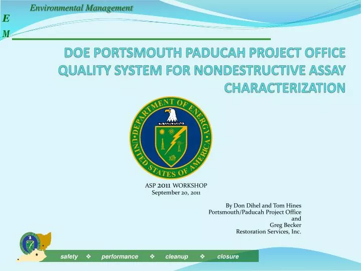 doe portsmouth paducah project office quality system for nondestructive assay characterization