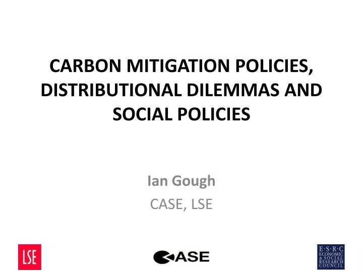 carbon mitigation policies distributional dilemmas and social policies