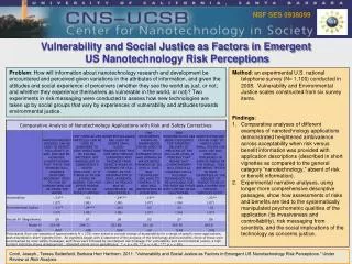 Vulnerability and Social Justice as Factors in Emergent US Nanotechnology Risk Perceptions