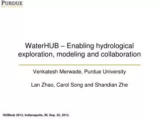 WaterHUB – Enabling hydrological exploration, modeling and collaboration