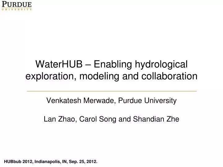 waterhub enabling hydrological exploration modeling and collaboration