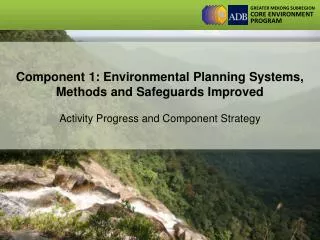 Component 1: Environmental Planning Systems, Methods and Safeguards Improved Activity Progress and Component Strategy