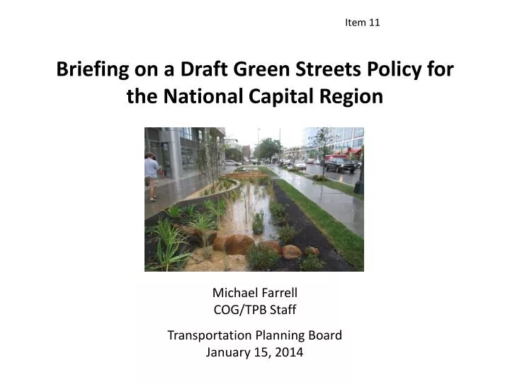 briefing on a draft green streets policy for the national capital region