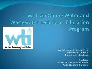 WTI: An Online Water and Wastewater Technician Education Program