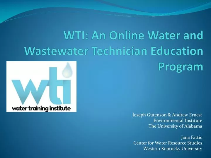 wti an online water and wastewater technician education program
