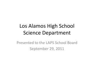 Los Alamos High School Science Department