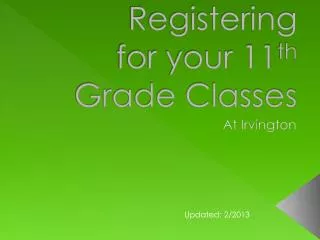 Registering for your 11 th Grade Classes