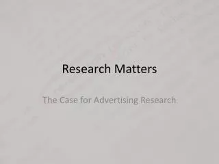 Research Matters