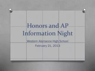 Honors and AP Information Night