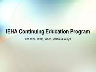 IEHA Continuing Education Program