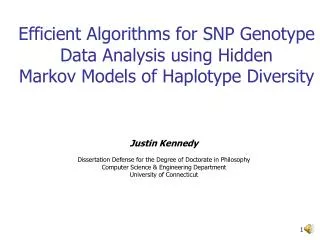 Efficient Algorithms for SNP Genotype Data Analysis using Hidden Markov Models of Haplotype Diversity