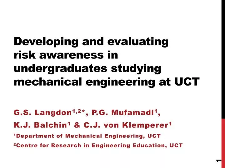 developing and evaluating risk awareness in undergraduates studying mechanical engineering at uct