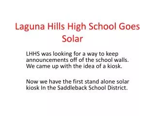 Laguna Hills High School Goes Solar