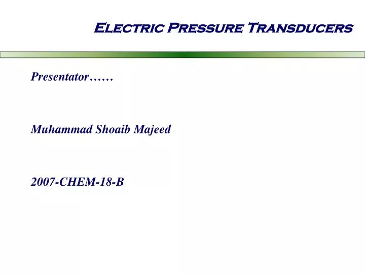 electric pressure transducers