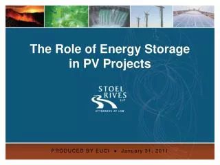 The Role of Energy Storage in PV Projects