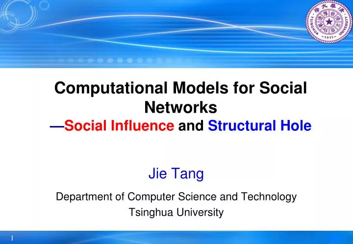 computational models for social networks social influence and s tructural h ole