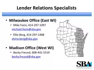 Lender Relations Specialists