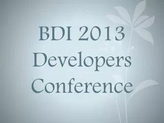 BDI 2013 Developers Conference