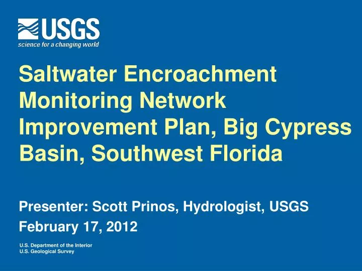 saltwater encroachment monitoring network improvement plan big cypress basin southwest florida