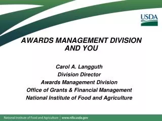 AWARDS MANAGEMENT DIVISION AND YOU