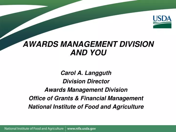 awards management division and you