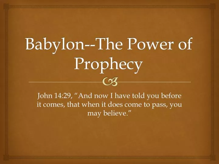 babylon the power of prophecy