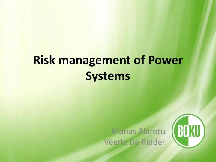 risk management of power systems