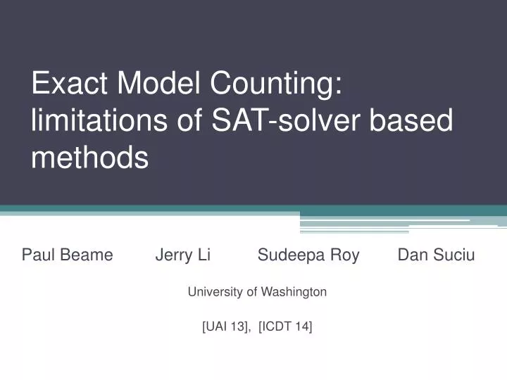 exact model counting limitations of sat solver based methods