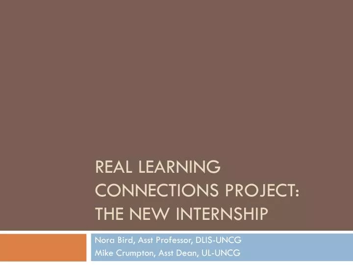 real learning connections project the new internship
