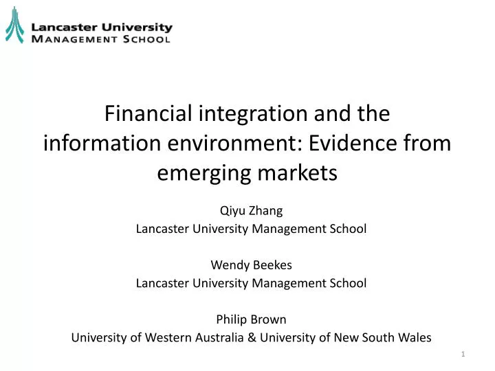financial integration and the information environment evidence from emerging markets