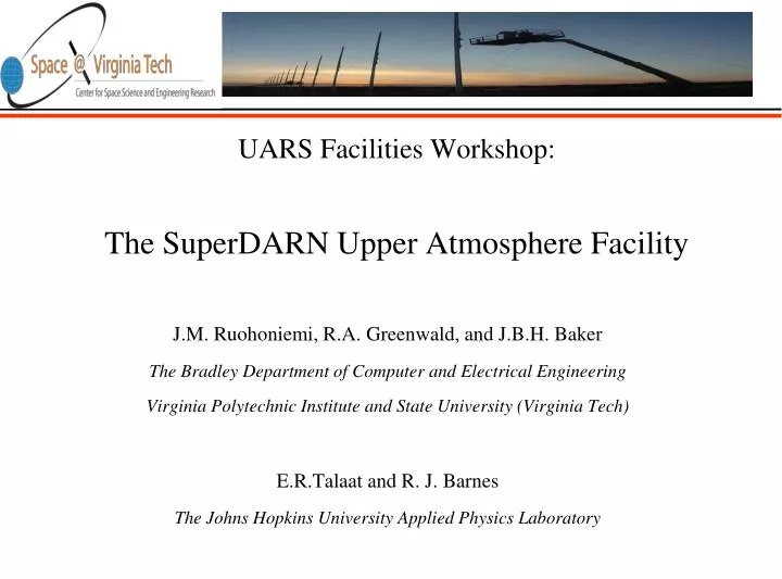 uars facilities workshop the superdarn upper atmosphere facility