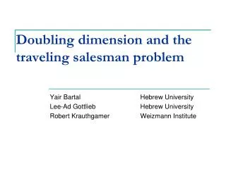 Doubling dimension and the traveling salesman problem