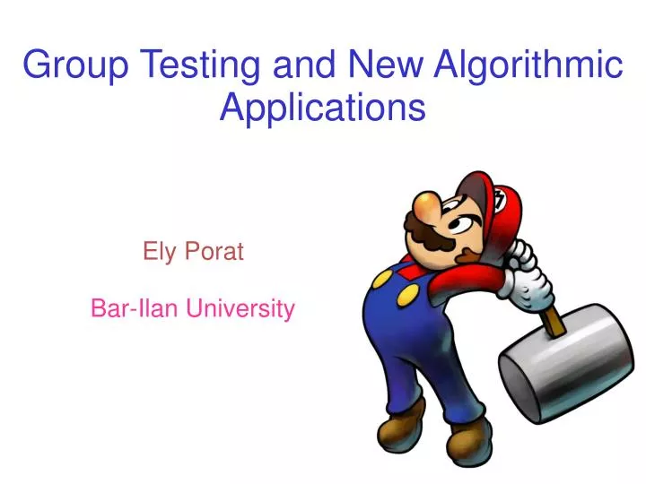 group testing and new algorithmic applications