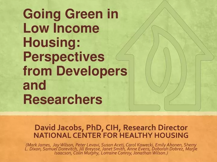 going green in low income housing perspectives from developers and researchers