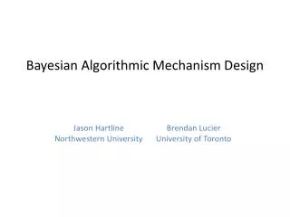 Bayesian Algorithmic Mechanism Design