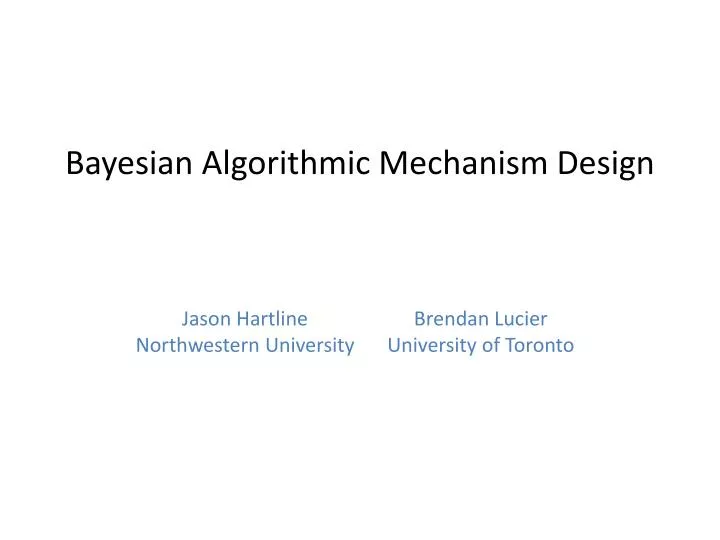 bayesian algorithmic mechanism design