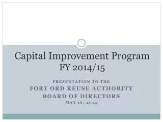 Capital Improvement Program FY 2014/15