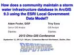How does a community maintain a storm water infrastructure database in ArcGIS 9.3 using the ESRI Local Government Data - slide 1