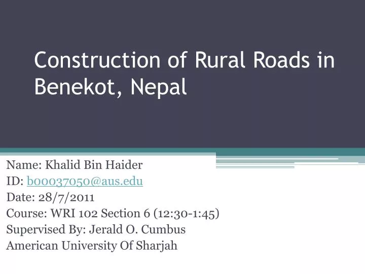 construction of rural roads in benekot nepal