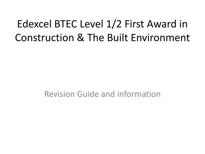 edexcel btec level 1 2 first award in construction the built environment
