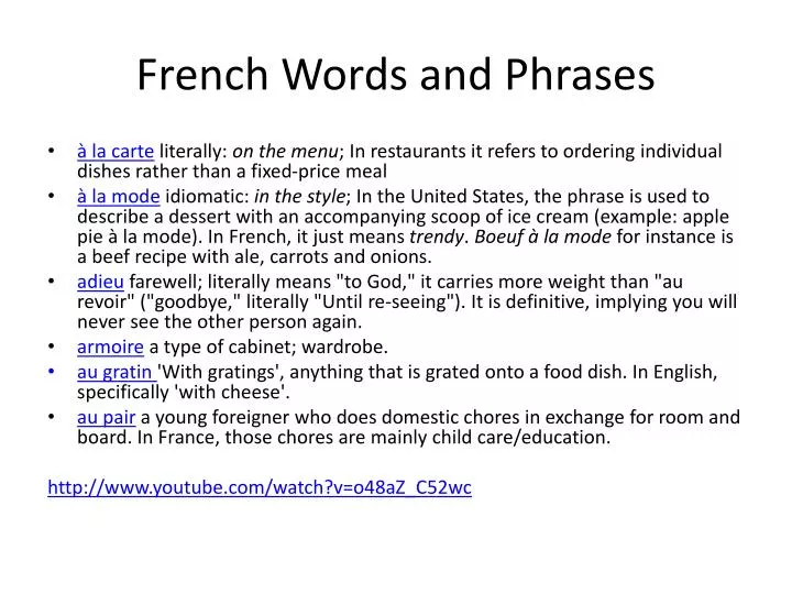 french words and phrases