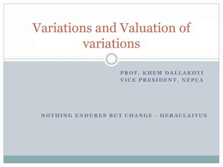 variations and valuation of variations