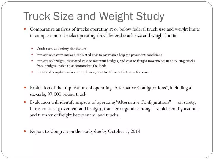 truck size and weight study