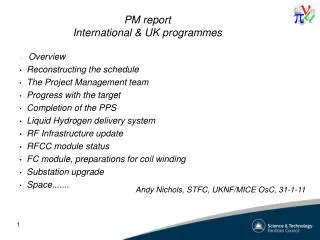 PM report International &amp; UK programmes