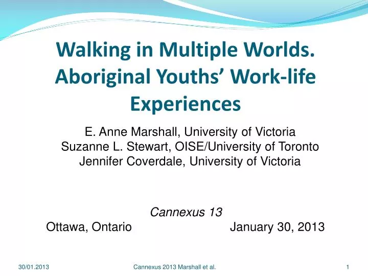 walking in multiple worlds aboriginal youths work life experiences