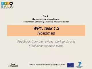 WP1, task 1.3 Roadmap
