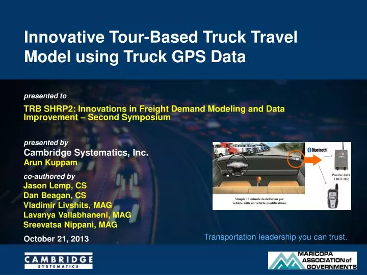 innovative tour based truck travel model using truck gps data