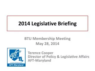 2014 Legislative Briefing