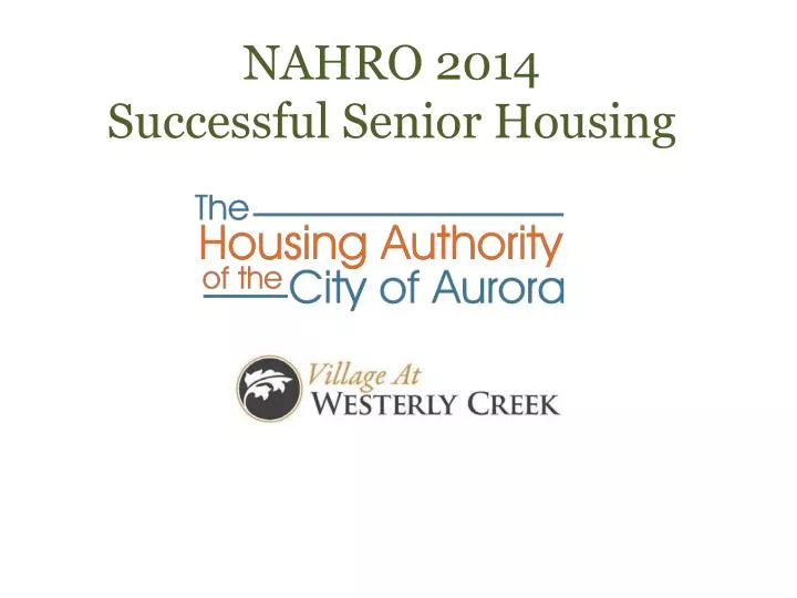 nahro 2014 successful senior housing