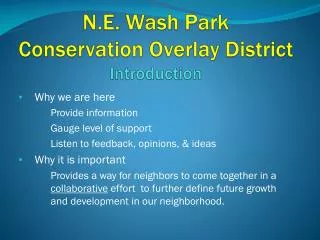 N.E. Wash Park Conservation Overlay District Introduction